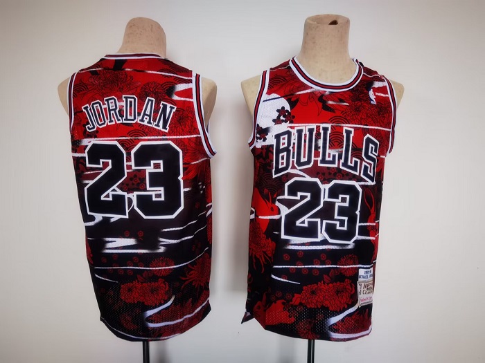 Men's Chicago Bulls #23 Michael Jordan Red/Black Stitched Jersey - Click Image to Close